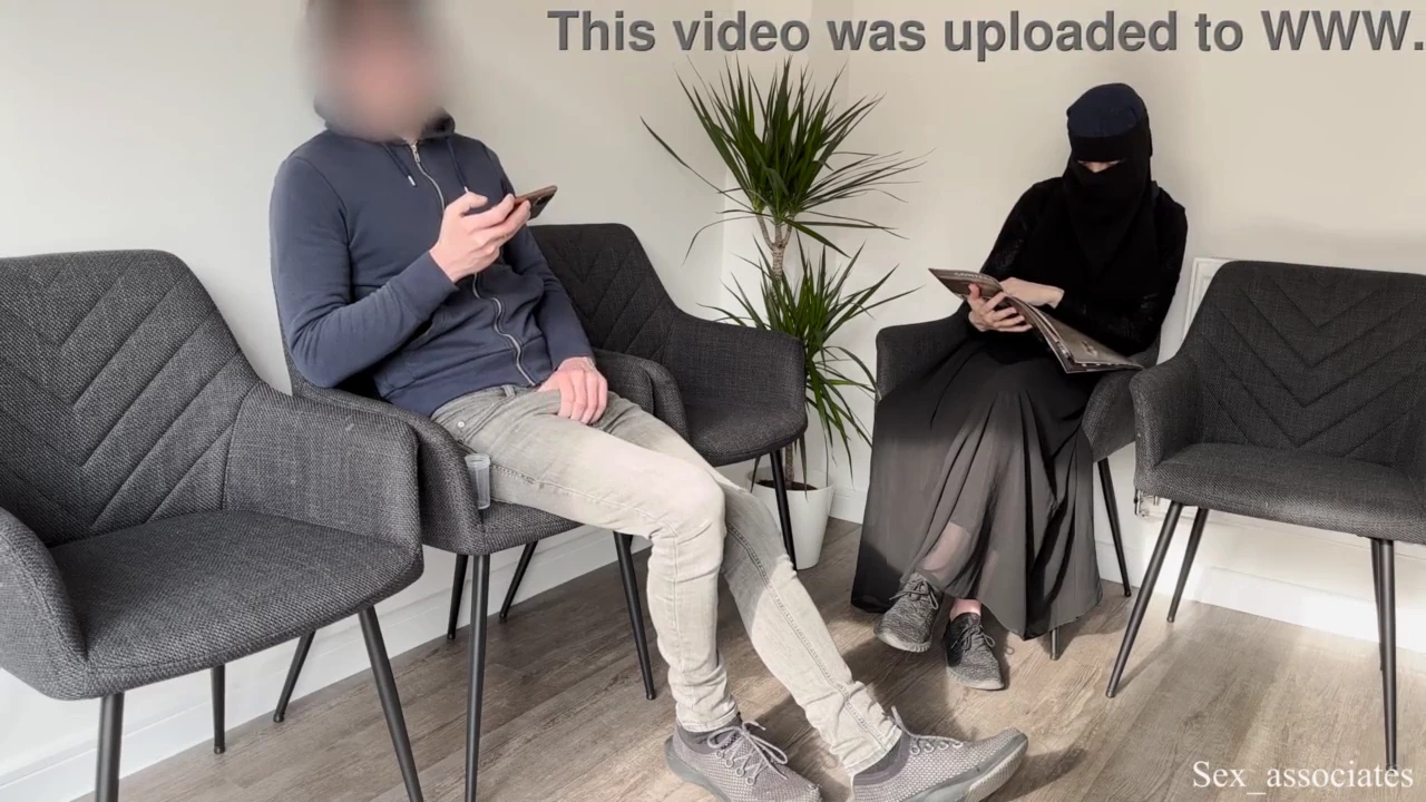 In a hospital waiting room, I casually flashed my sawn-off shaft. A stunning Muslim maiden noticed and joined in, aiding my spunk delivery. A daring public jerk-off session with a stunner in a medical setting.